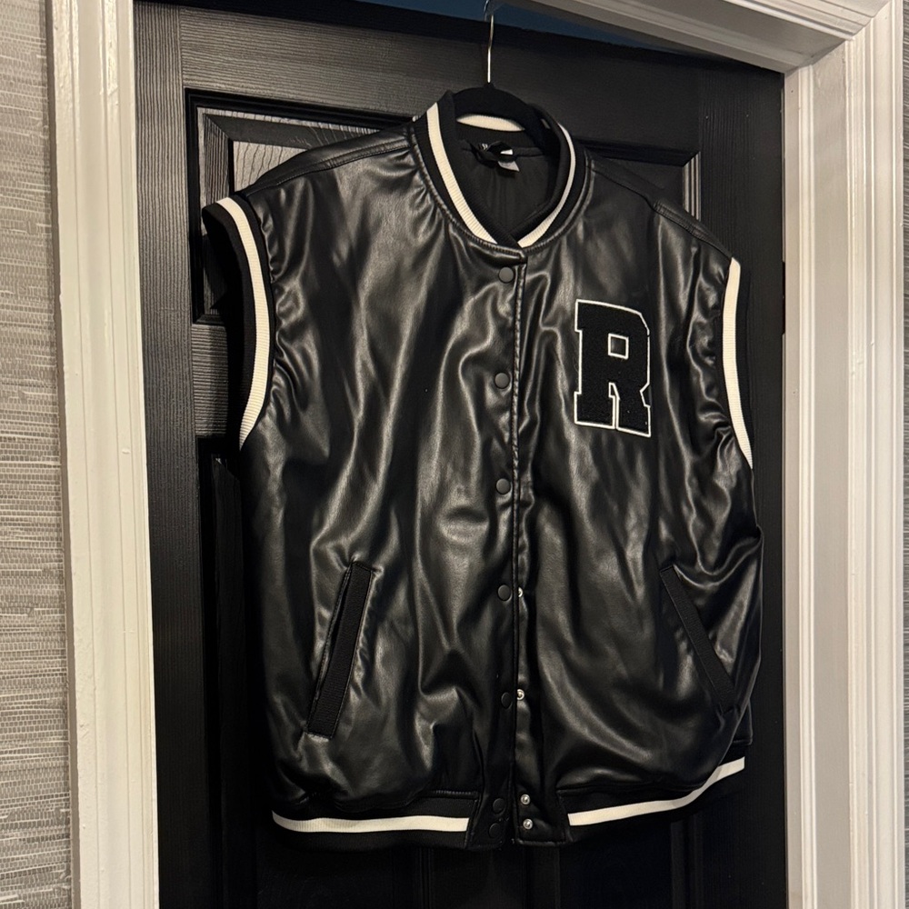 H&M Black Vest with White Details